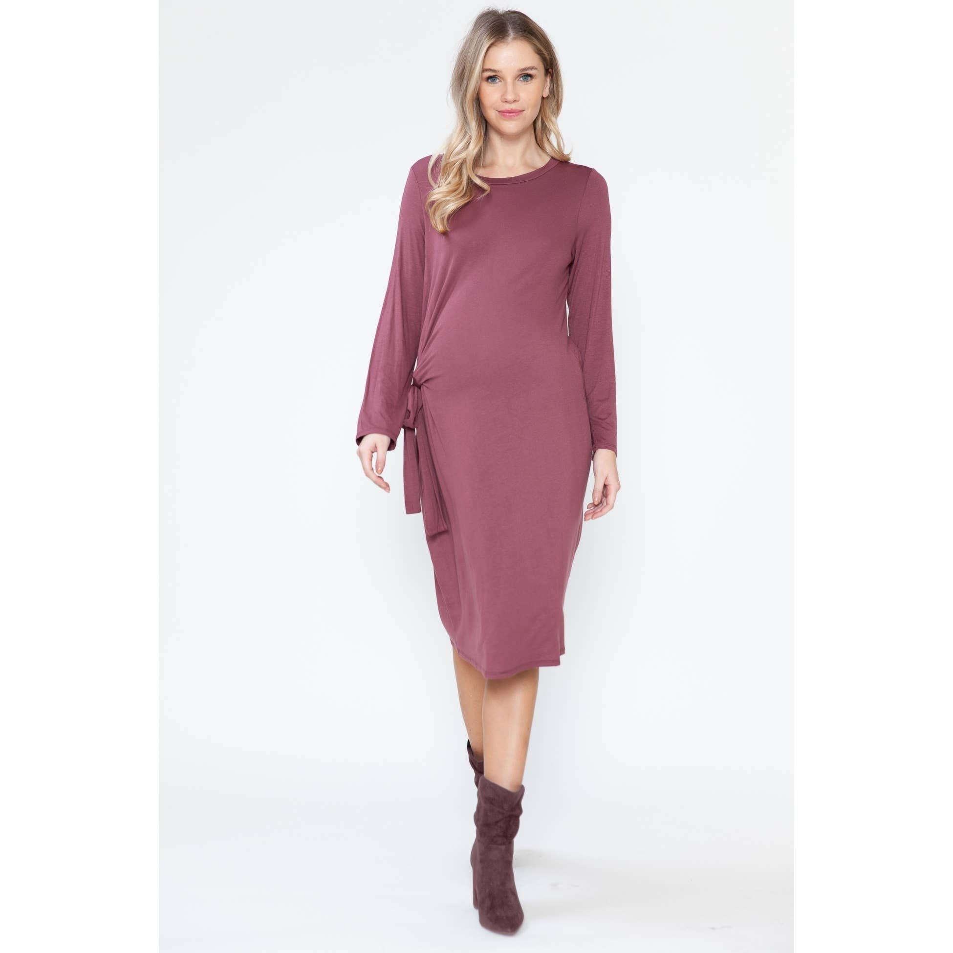 Story Teller - Maternity Long Sleeve Sexy Lounge Bodycon Midi Spring Dress