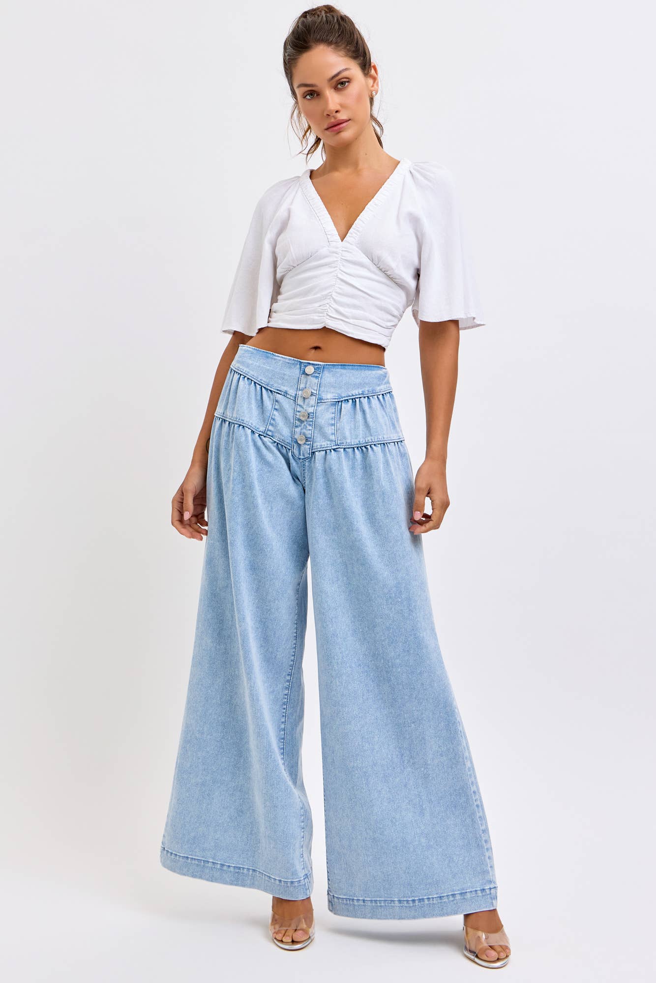 High Rise Wide Leg 4 Button