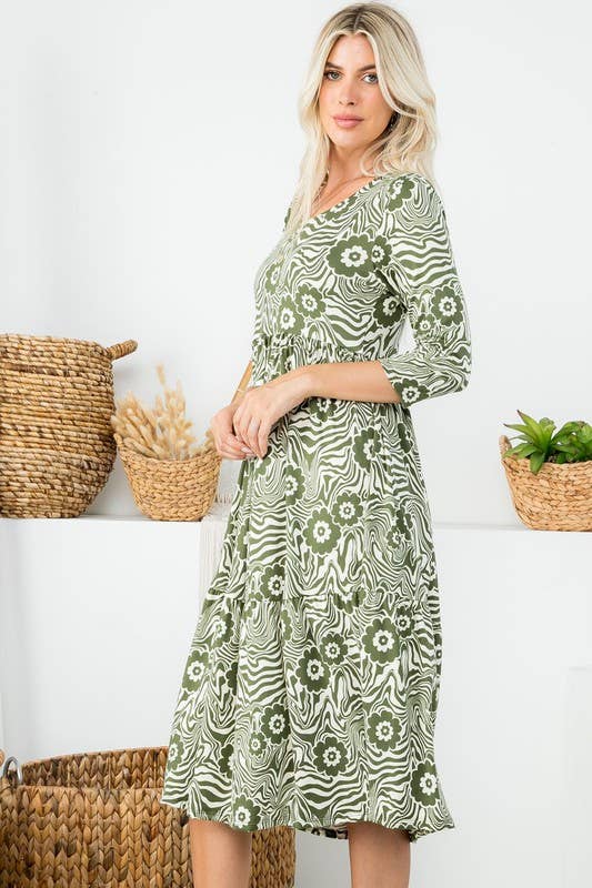 Rose Mellow Fashion - Tiered Midi Dress