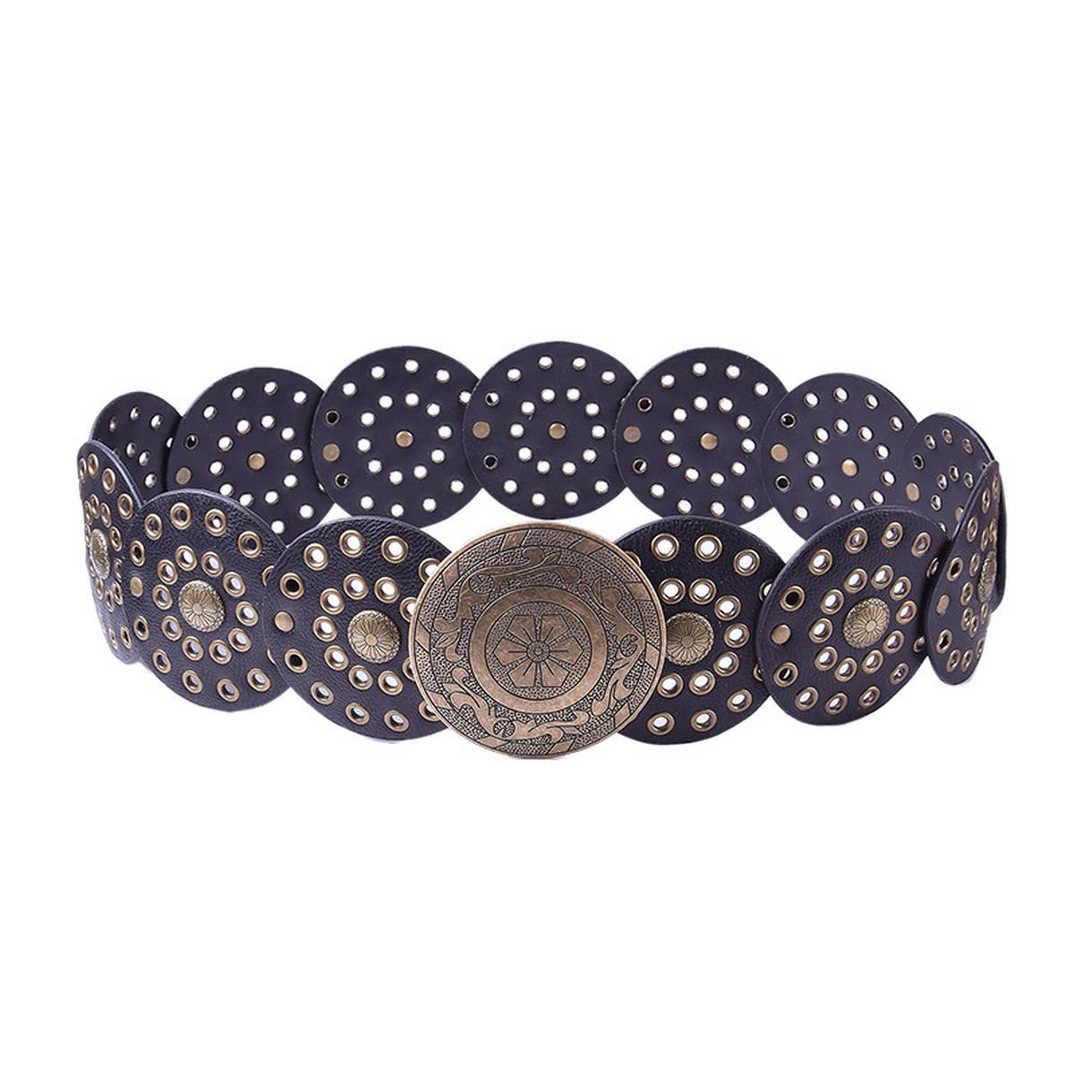 ACCITY - NEW RETRO FASHION RIVET EYELET DISC BELT_CWABE0488
