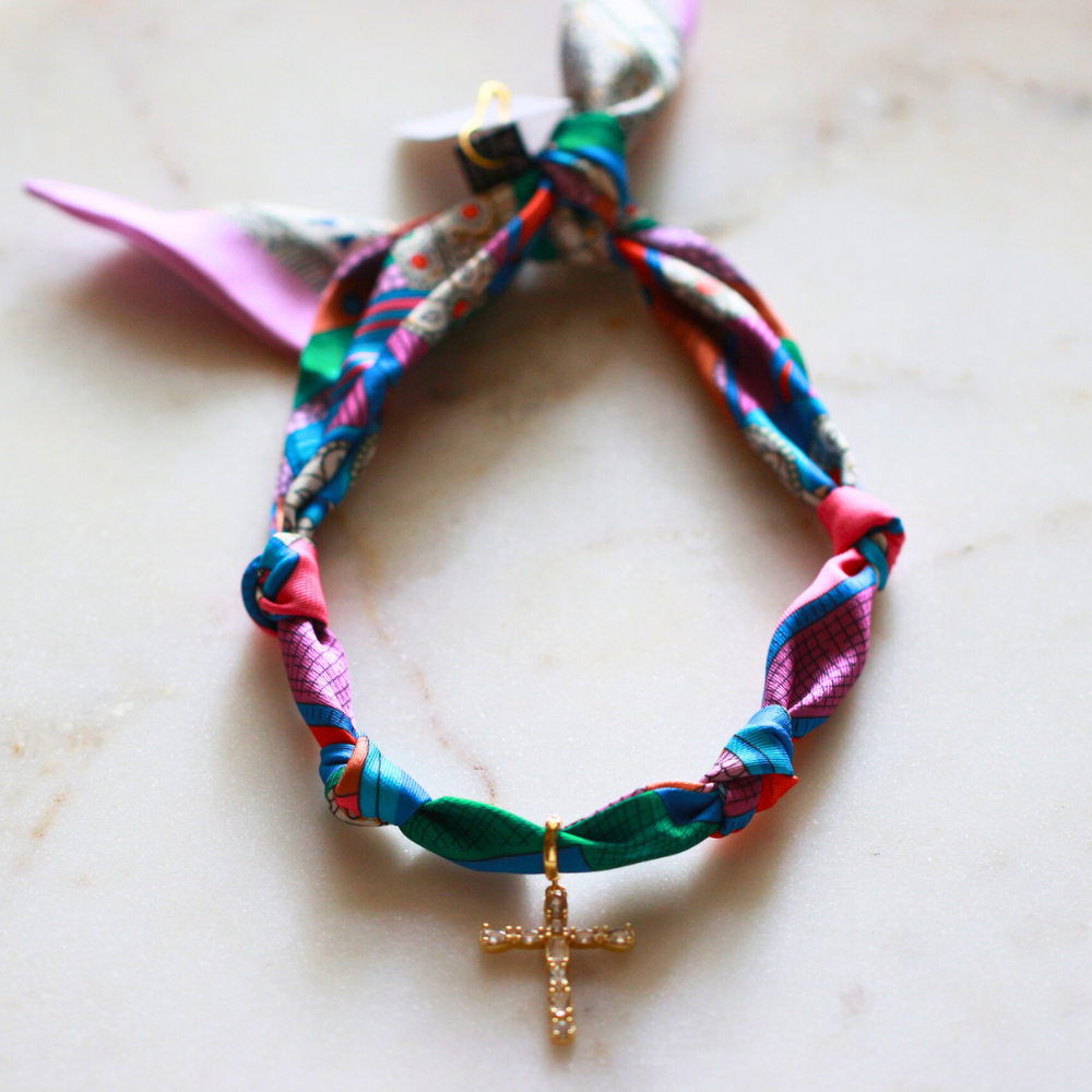 Scarf Necklace Multi Color Pattern