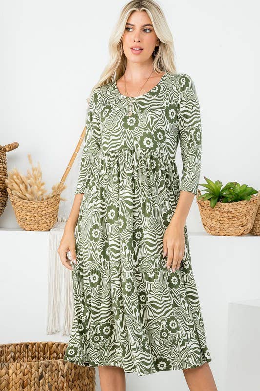 Rose Mellow Fashion - Tiered Midi Dress