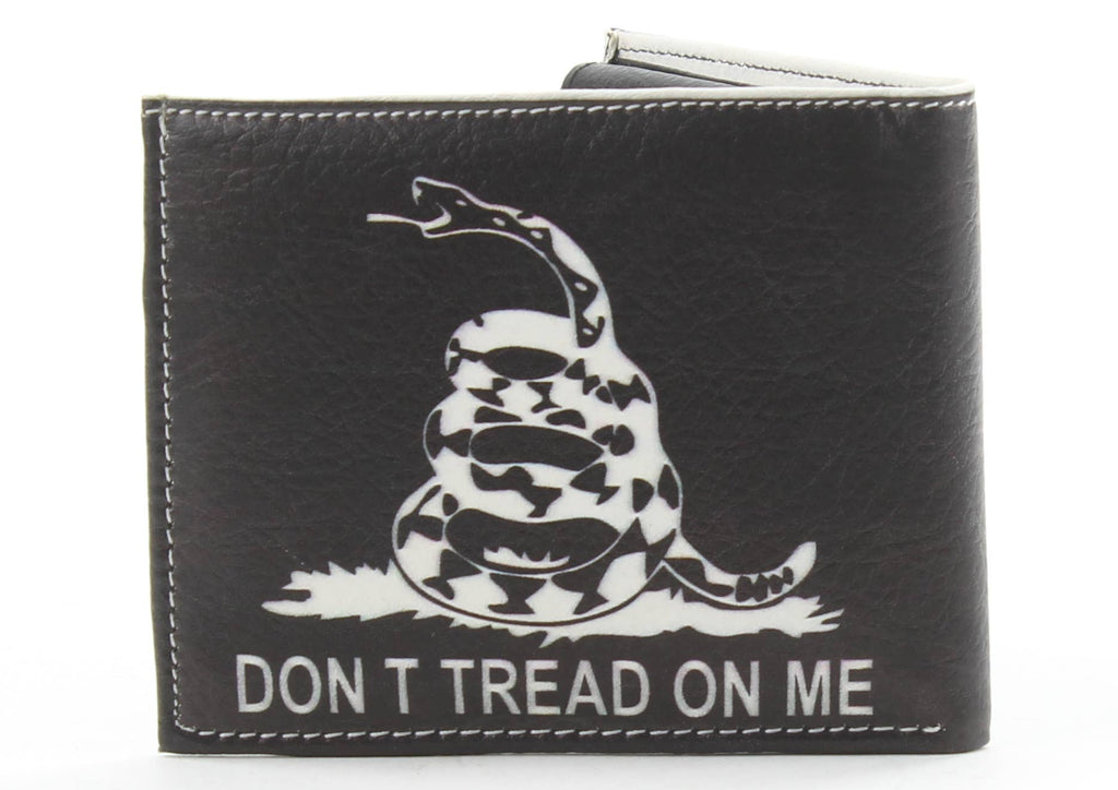 Leather Impressions Inc - Don't Tread on Me Snake Vegan Bi-Fold Wallet # VL 529