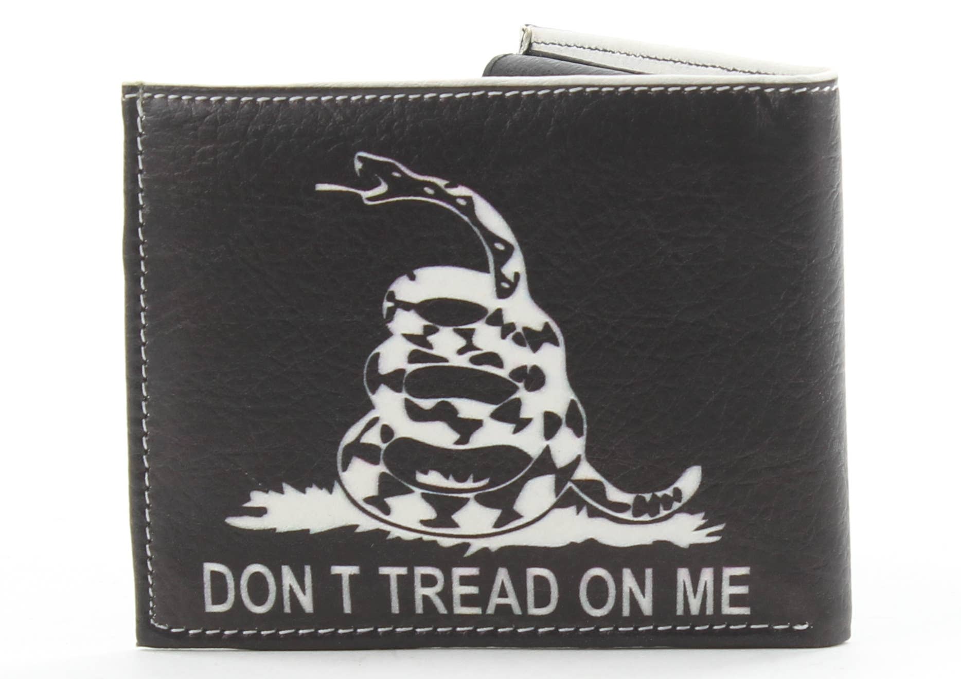 Leather Impressions Inc - Don't Tread on Me Snake Vegan Bi-Fold Wallet # VL 529