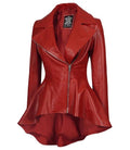 REMOVED BRAND - Womens Red Leather Peplum Jacket