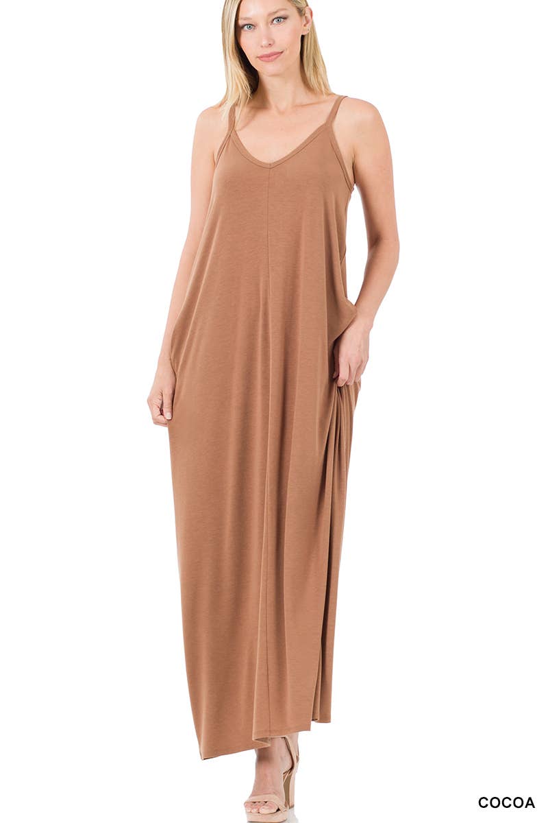 42POPS - V-NECK CAMI MAXI DRESS /w adjustable strap
