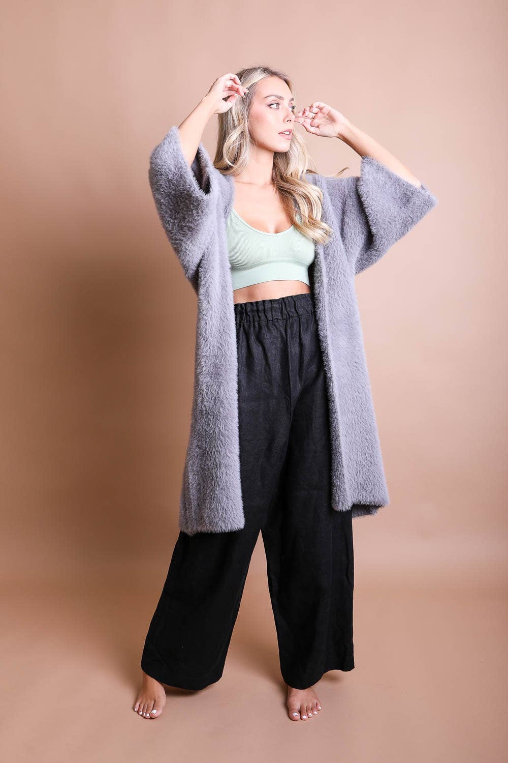 Leto Accessories - Luxe Faux Mohair Cardigan for Fall – Cozy & Elegant Warmth