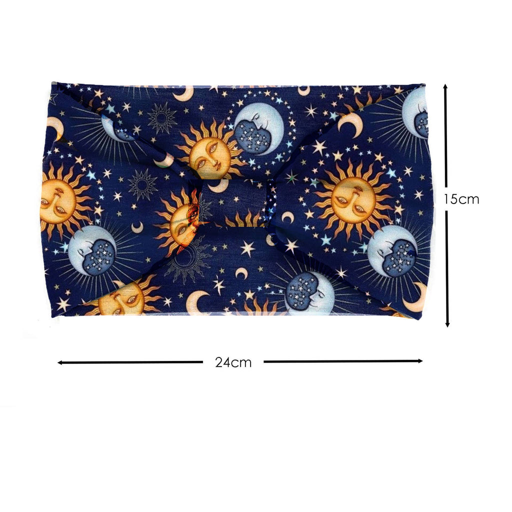 Boho Sun & Moon Print Versatile Headband - Neck Gaiter