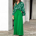 Lovenne - Printed Shirt Trousers Fashion Two-Piece Set