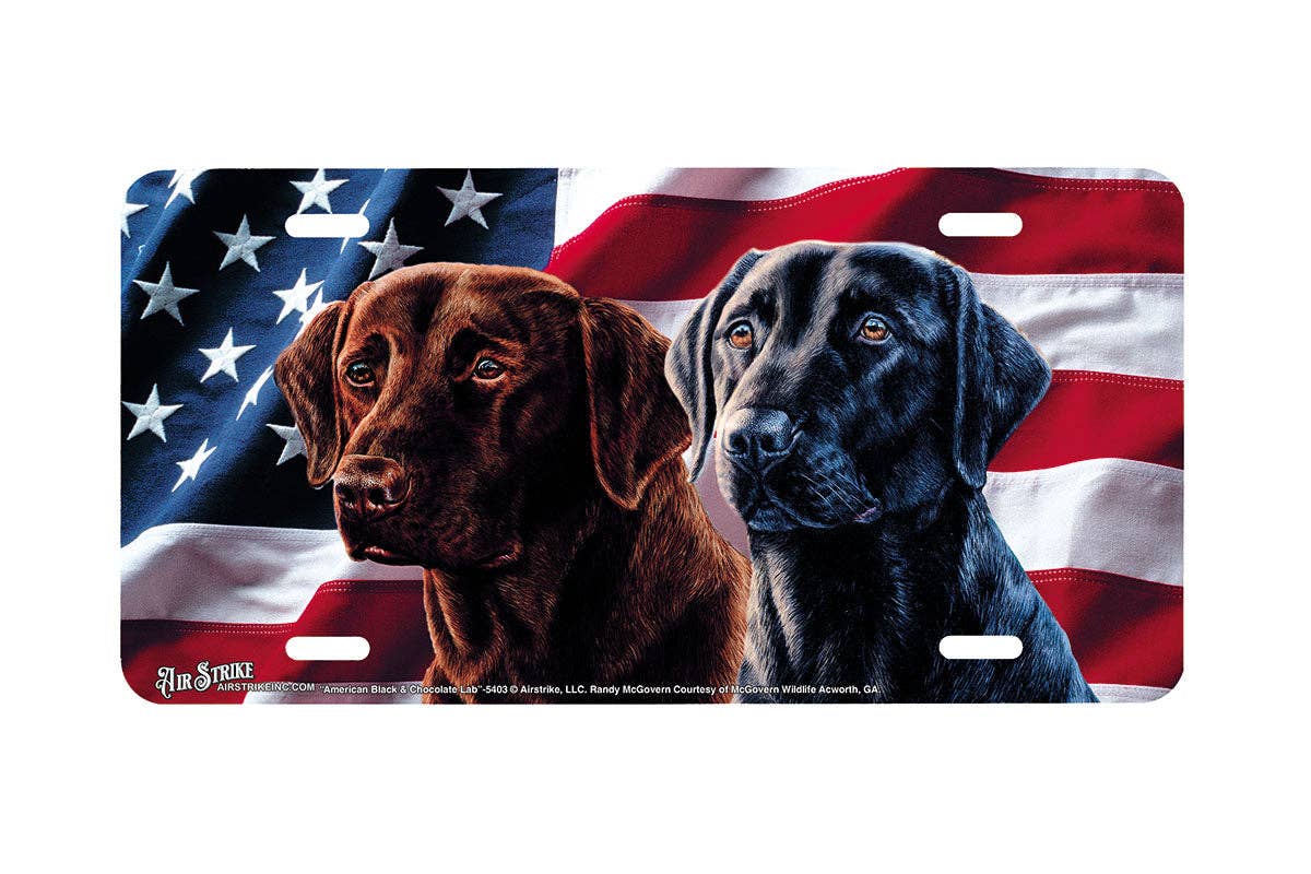 American Black and Chocolate Lab - Decorative License Plate
