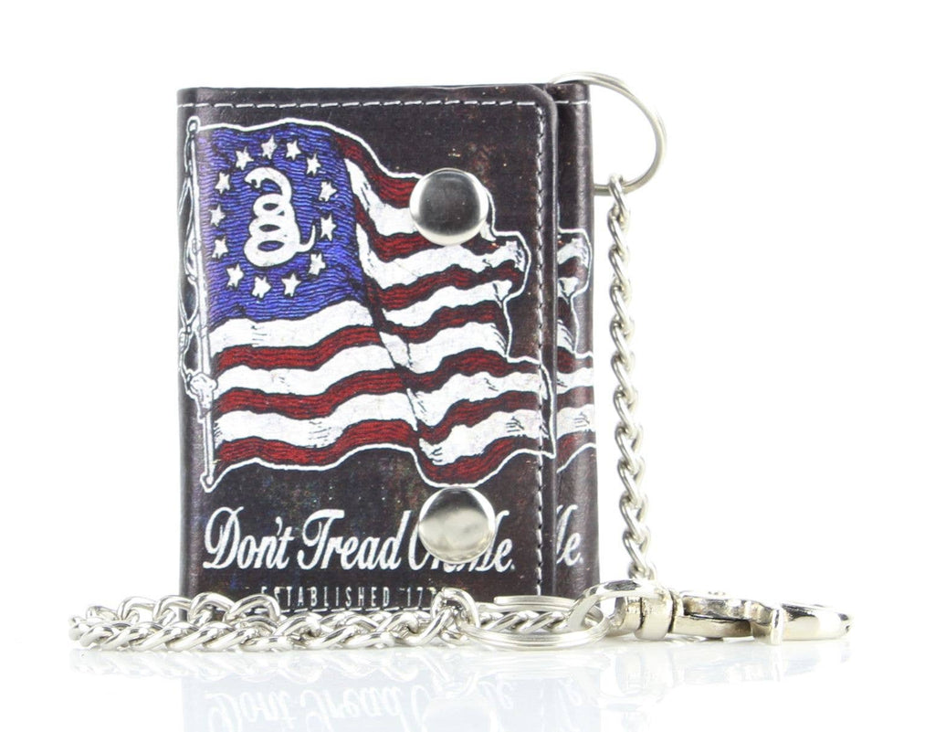 Leather Impressions Inc - Portefeuille chaîne en cuir vegan Don't Tread On Me avec coffret cadeau