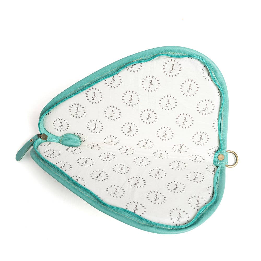 Open Tilo Trail 11" Gun Case featuring turquoise trim and a stylish patterned interior with a wrap-around zipper.