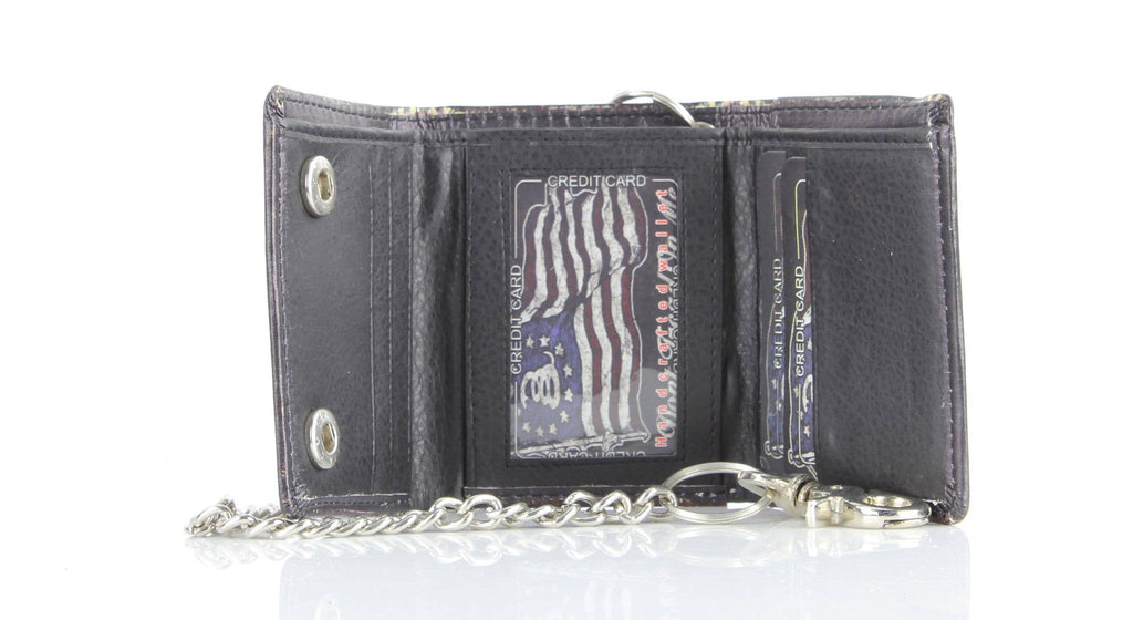 Leather Impressions Inc - Portefeuille chaîne en cuir vegan Don't Tread On Me avec coffret cadeau
