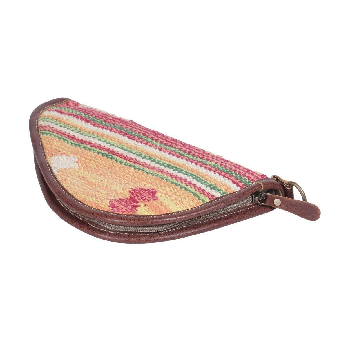 Multicolored 11-inch gun cover with pink, orange, and cream stripes, featuring a curved shape and zipper closure.