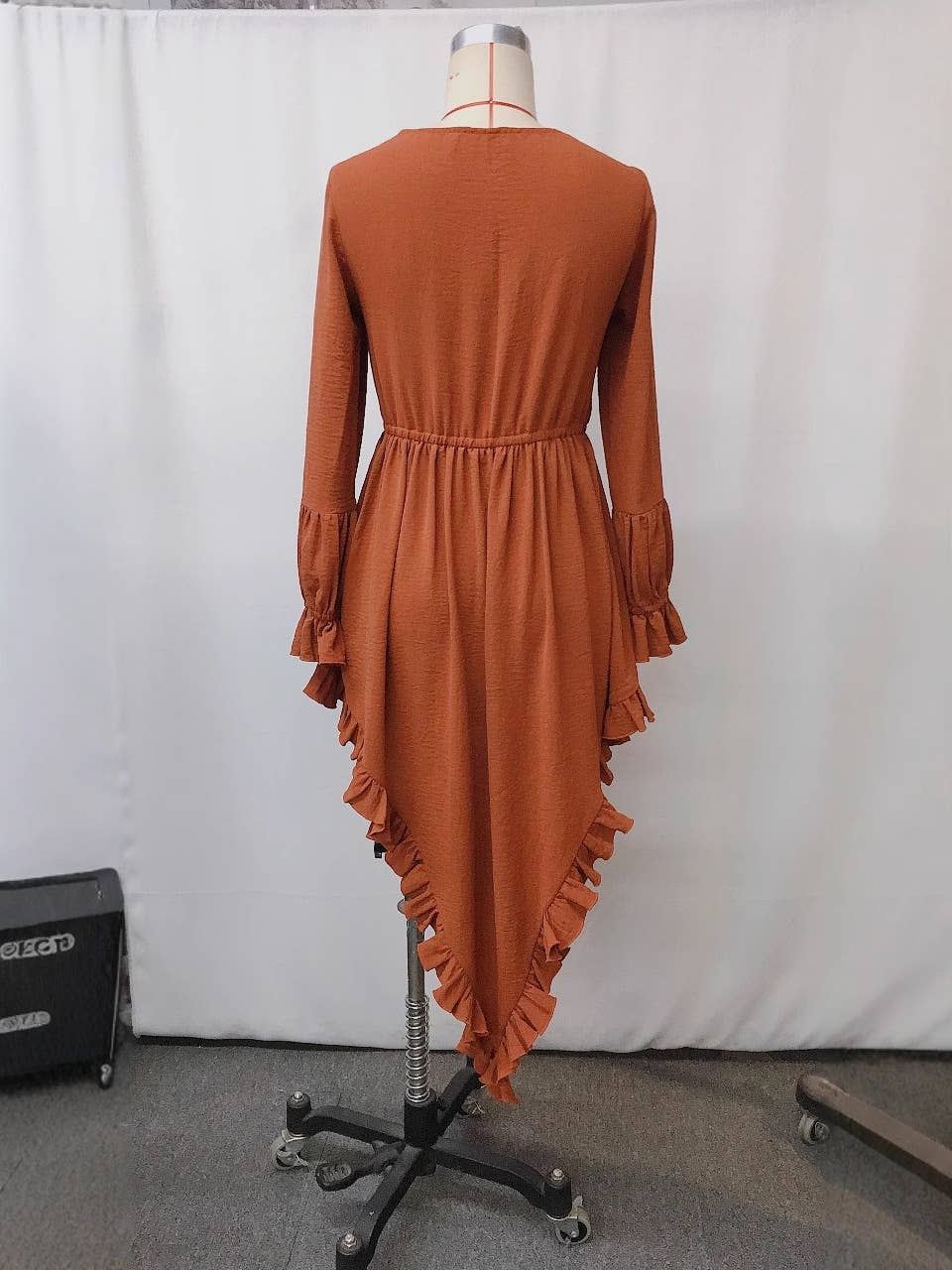 Rosa Clothing - Western cowgirl Ruffle Frill v-neck high-low swing dress