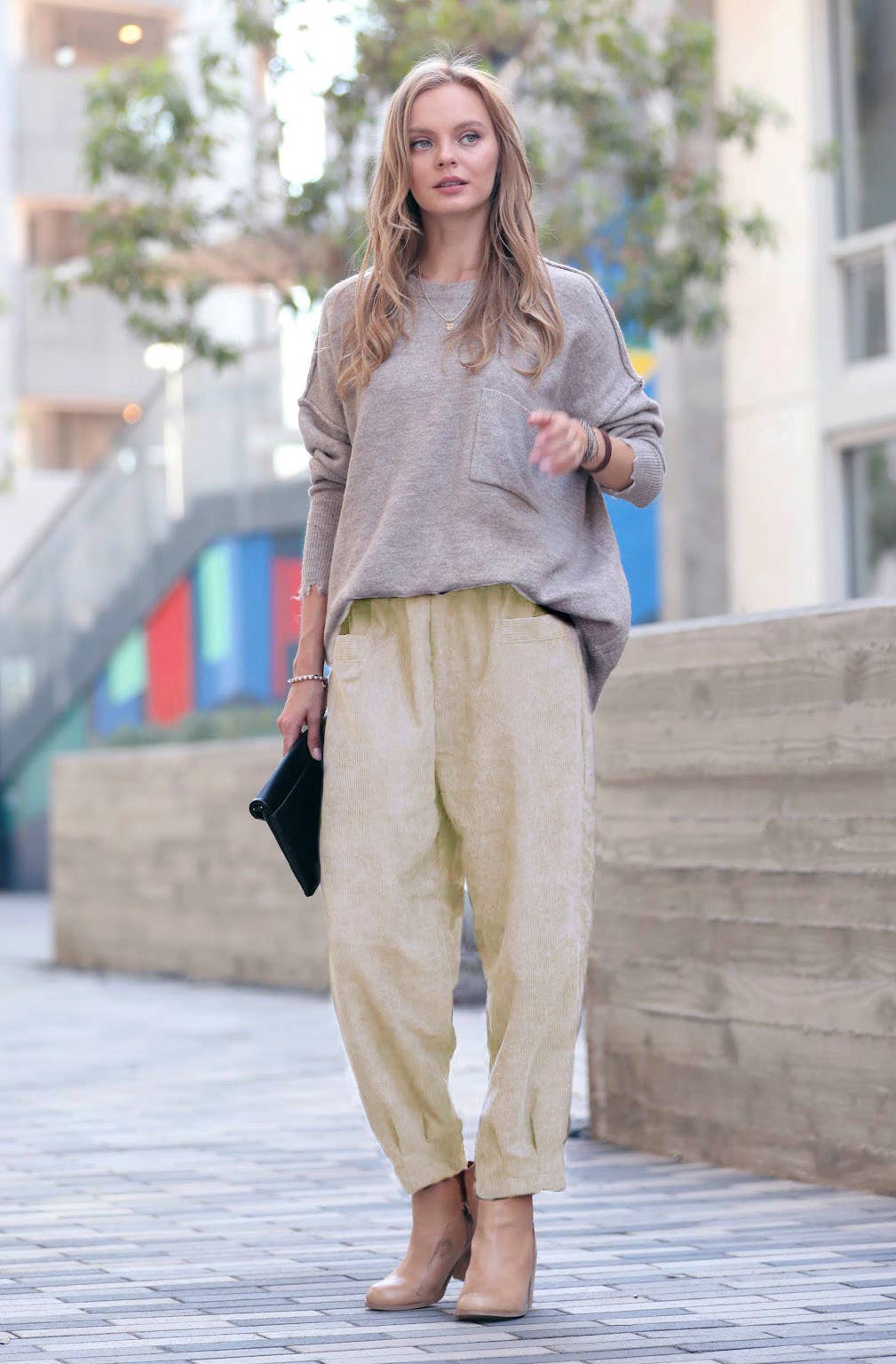 42POPS - Corduroy Front pocket Baggy Pants