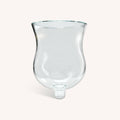 Large round glass oil cup designed for candles, featuring a smooth surface and wide opening, perfect for Shabbos use.