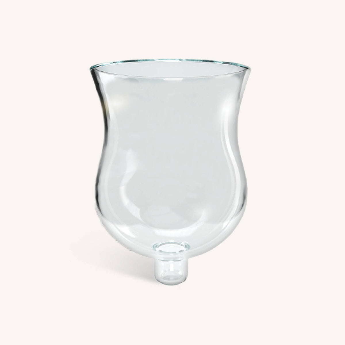 Large round glass oil cup designed for candles, featuring a smooth surface and wide opening, perfect for Shabbos use.