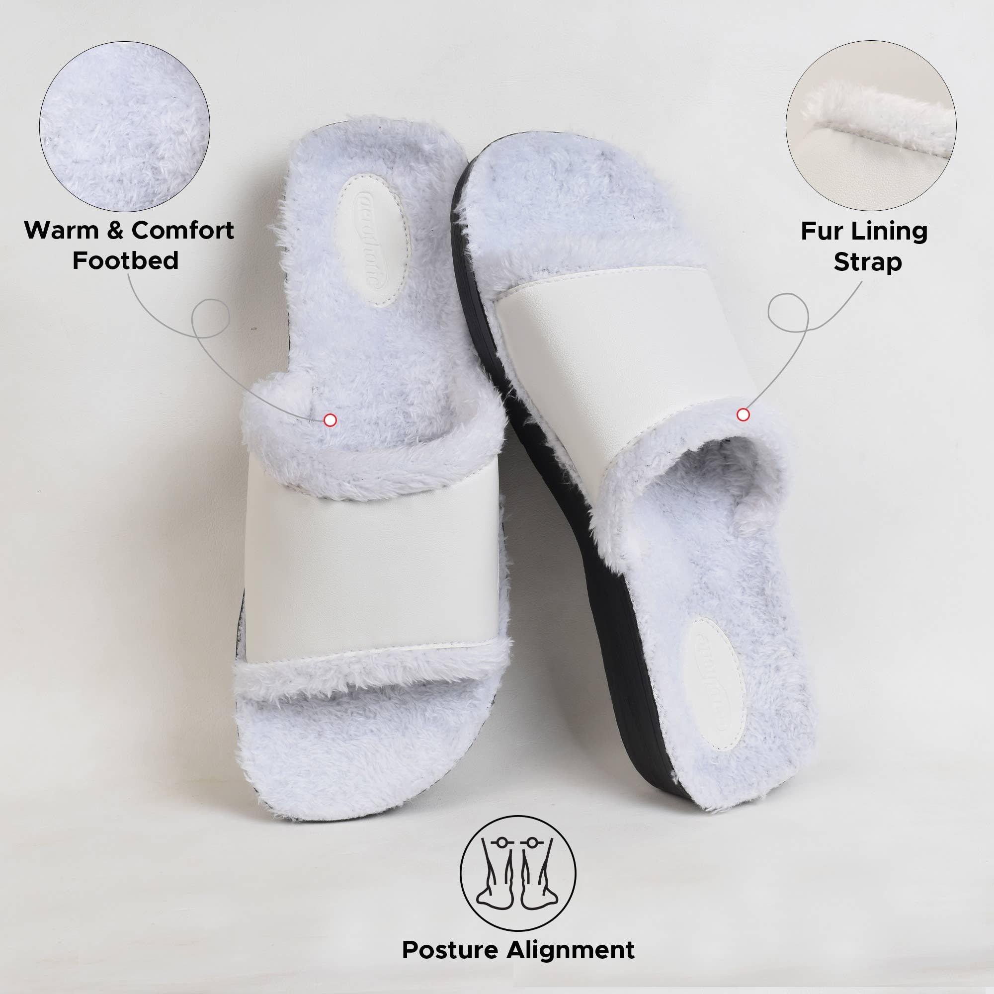 Aerothotic - Aspen Fuzzy Strap Ladies Arch Support Slides