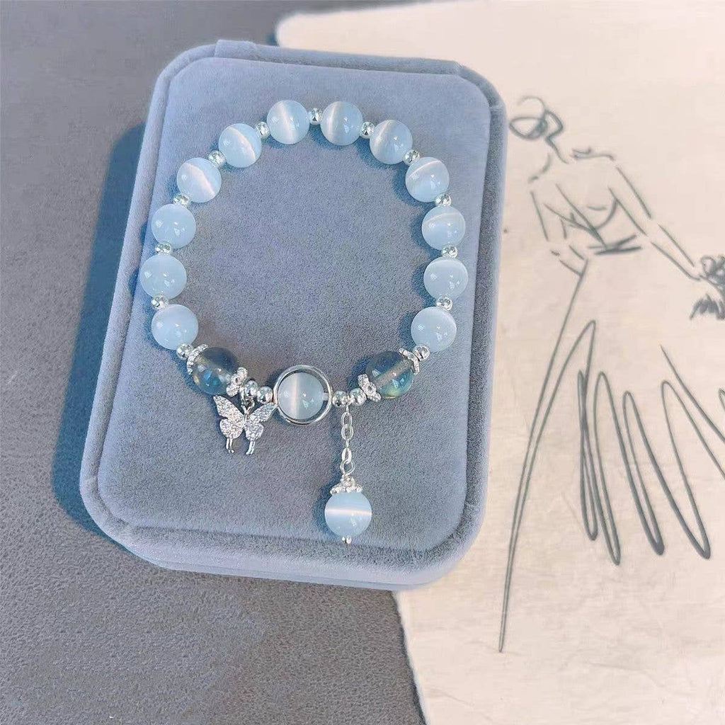 Tourtiwi - Cat's Eye Aquamarine Moonstone Crystal Women's Bracelet