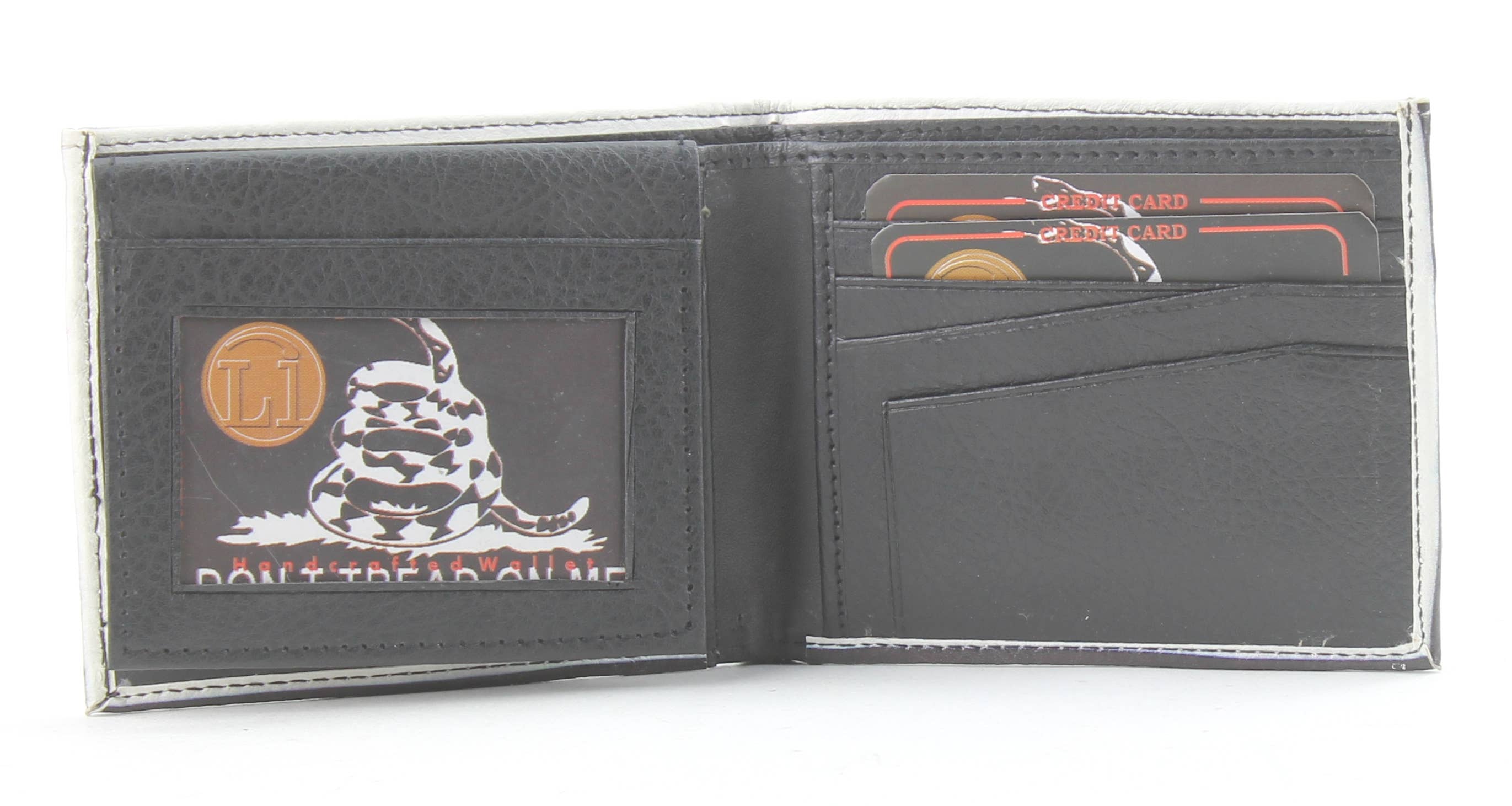 Leather Impressions Inc - Don't Tread on Me Snake Vegan Bi-Fold Wallet # VL 529