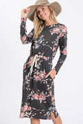 7th Ray - Floral Essence Midi Dress for Everyday-Wear D2771