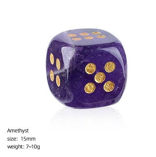 Mahjong Dice - 15mm Natural Laser Engraved Cube Dice with Rounded Edges Semi-Precious Stone (Set of 2)