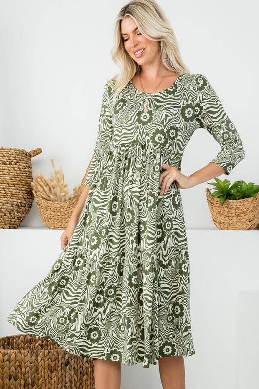 Rose Mellow Fashion - Tiered Midi Dress