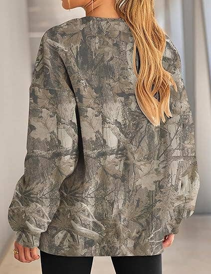 Rosa Clothing - Maple Leaf Print Oversized Sweatshirt Streetwear Essential