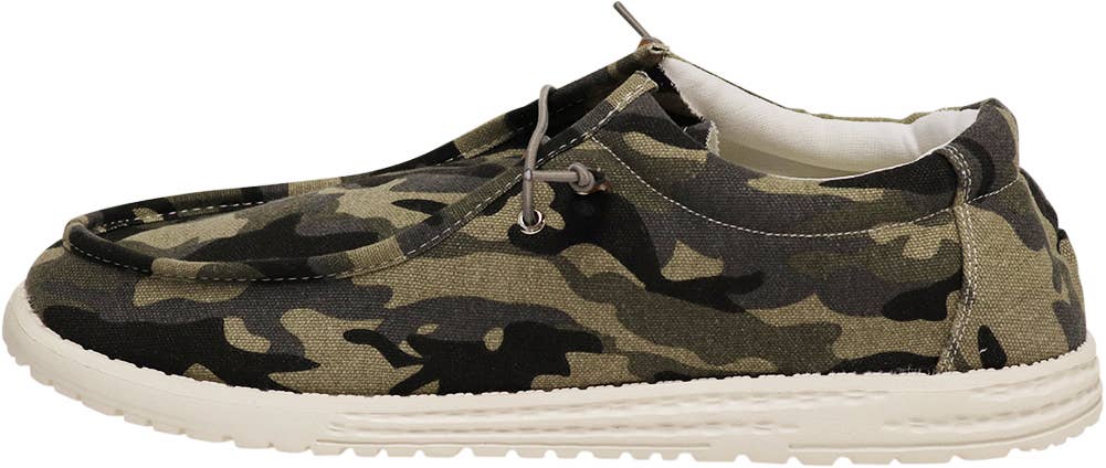 The Norty Brand - Norty Mens 8-13 Green Camo Laceup Boat Shoes Prepack