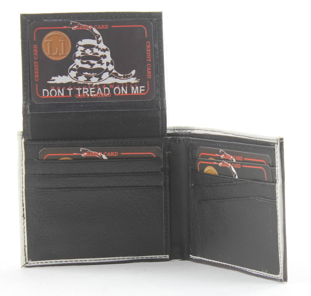 Leather Impressions Inc - Don't Tread on Me Snake Vegan Bi-Fold Wallet # VL 529