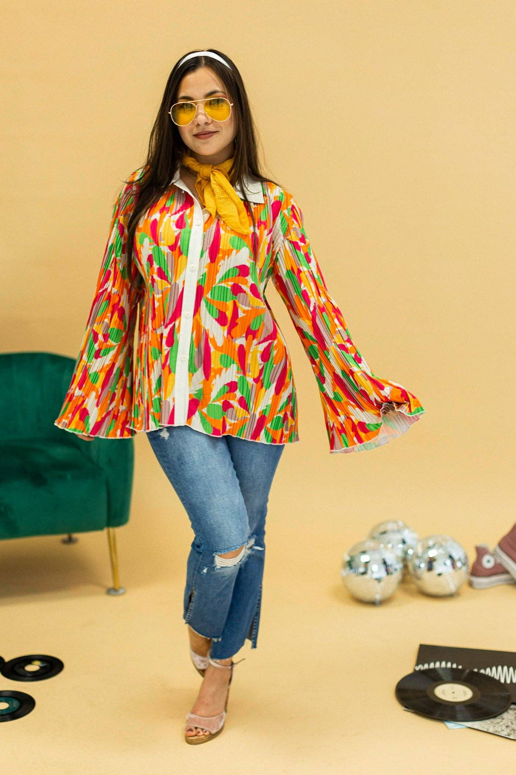 GRACE+EMMA by Southern Grace - Pleats and Petals Flare Sleeve Top