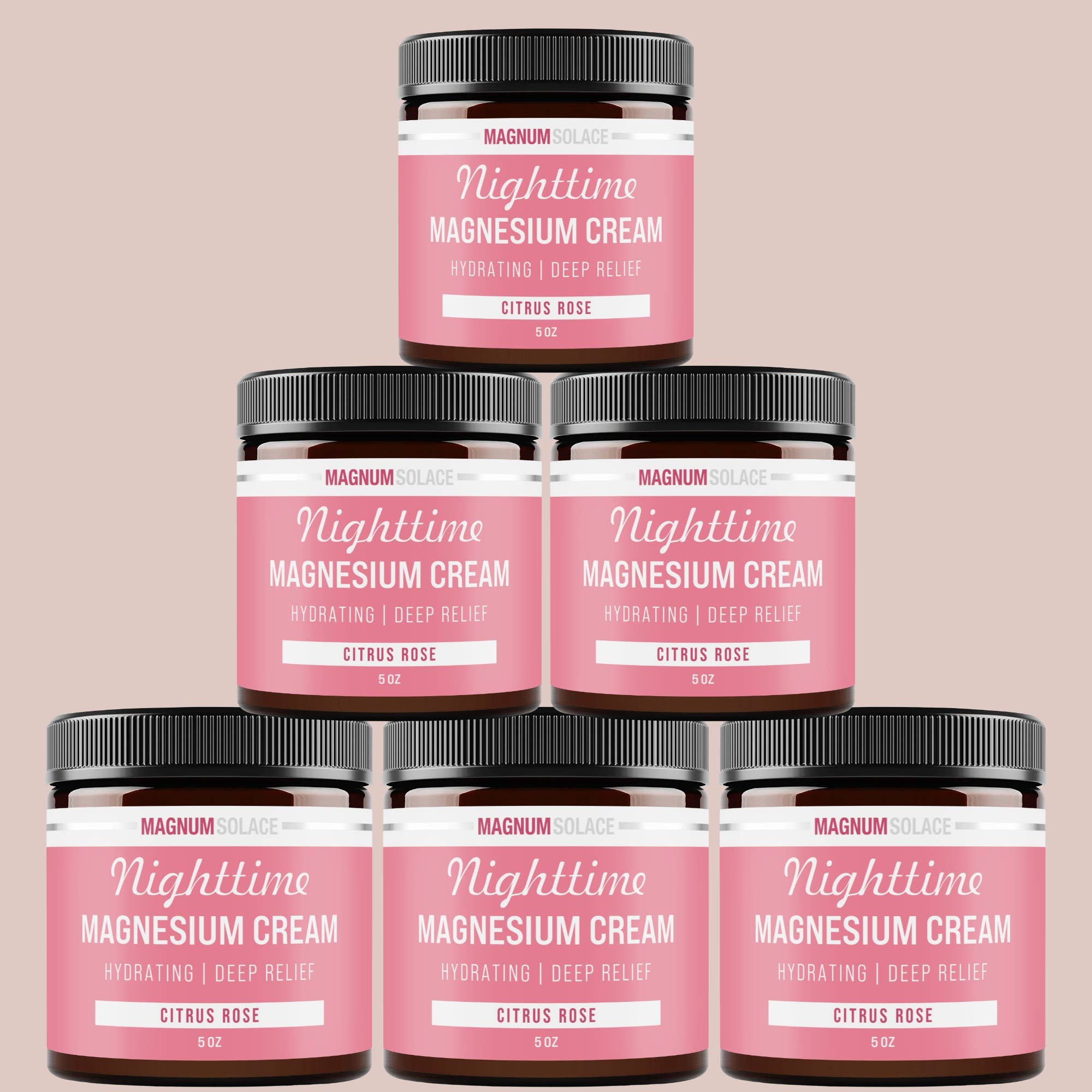 Magnum Solace - 6 pack Nighttime Magnesium Cream-Citrus Rose