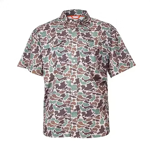 Youth S/S Camo Button Down FieldStone