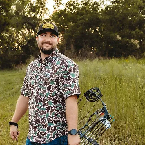 Youth S/S Camo Button Down FieldStone