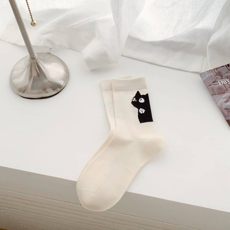 Cute Cat Expression Pattern Socks