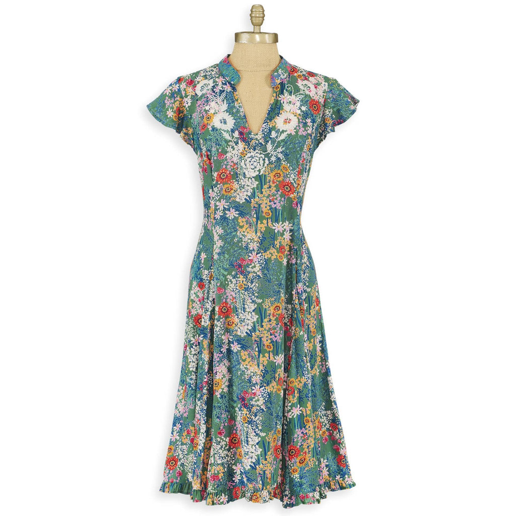 Back in the Saddle - Floral Emboriderd Tie Back Dress