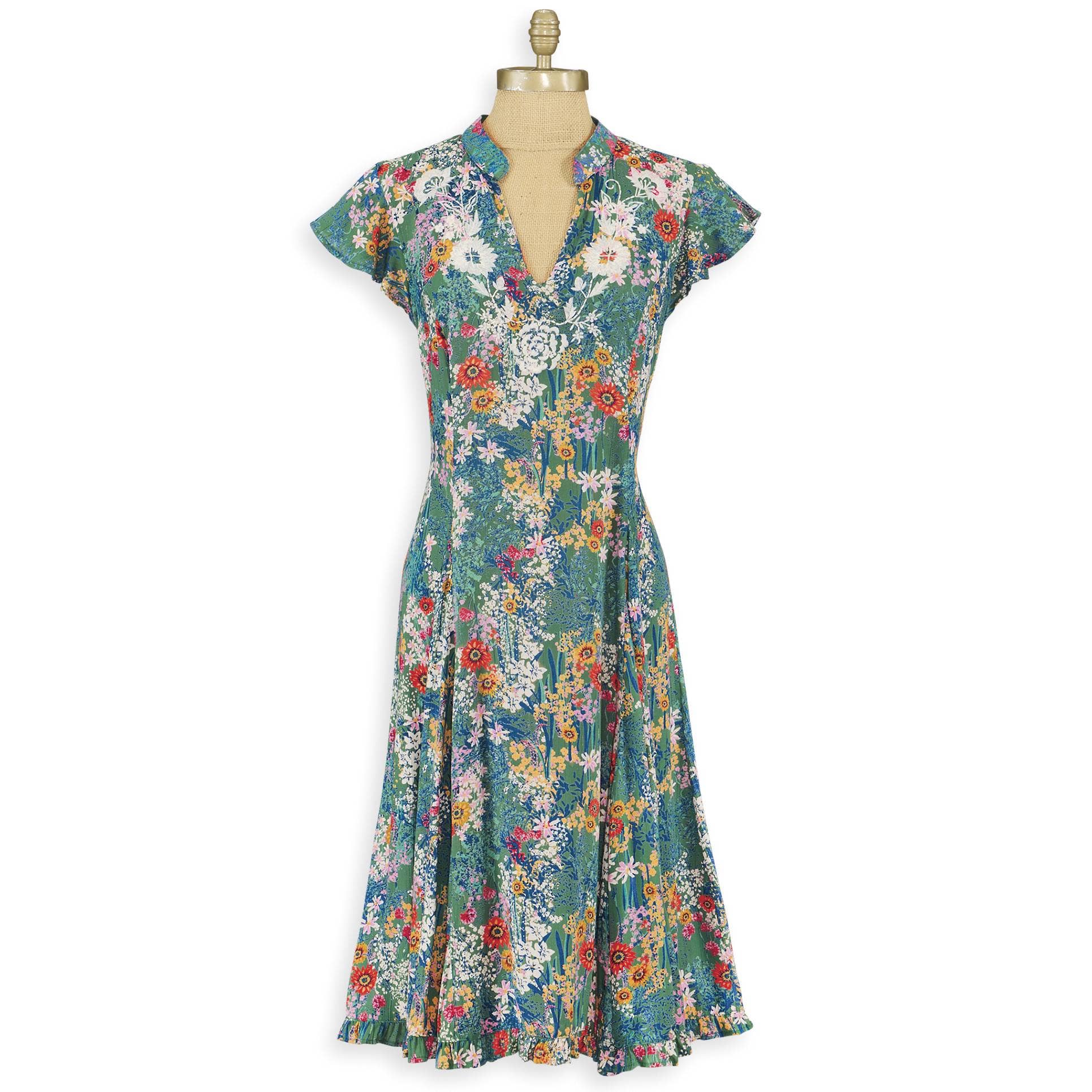 Back in the Saddle - Floral Emboriderd Tie Back Dress
