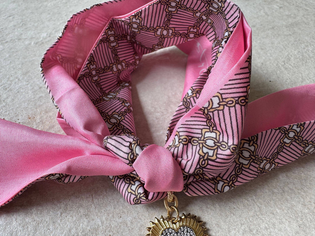 Loulu Designs - Golden Edge Heart Scarf Necklace