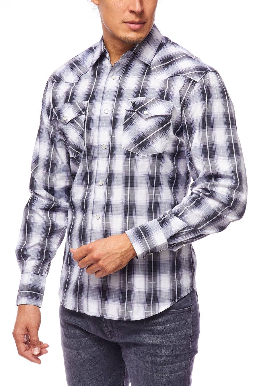Rodeo Clothing - RODEO CLOTHING MEN'S PLAID WESTERN LONG SLEEVE SNAP SHIRTS