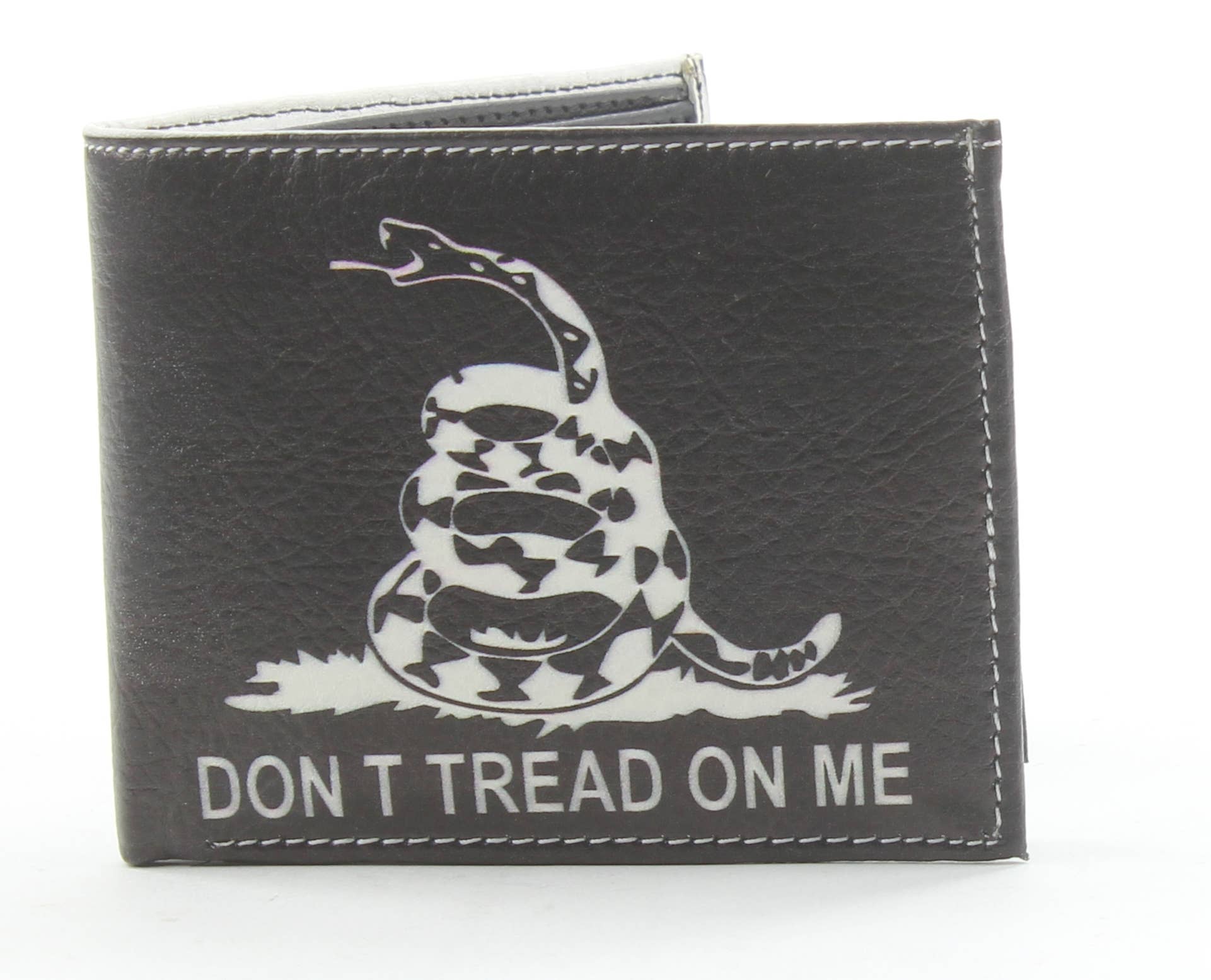 Leather Impressions Inc - Don't Tread on Me Snake Vegan Bi-Fold Wallet # VL 529
