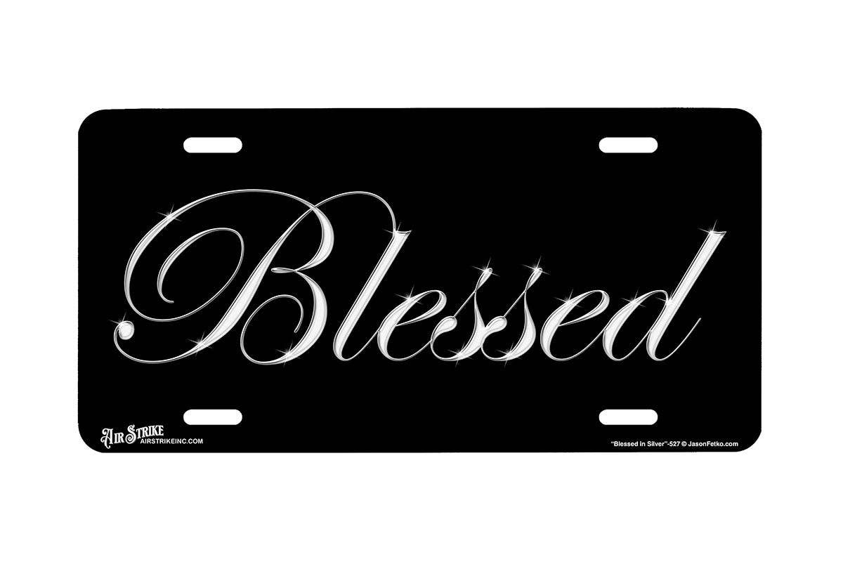 Airstrike - "Blessed in Silver" - Decorative License Plate