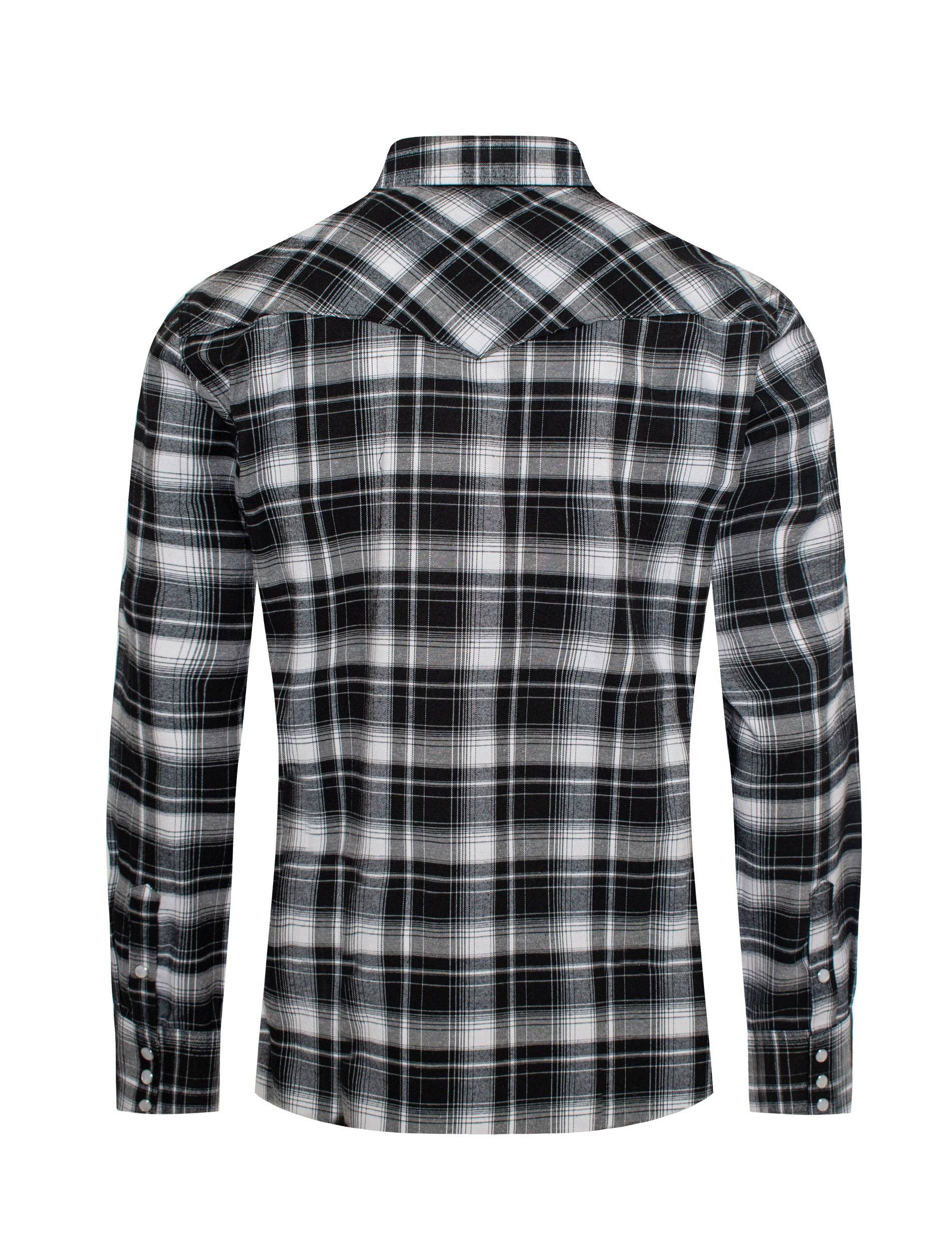 Rodeo Clothing - Men's Western Long Sleeve Flannel Shirts With Snap Buttons