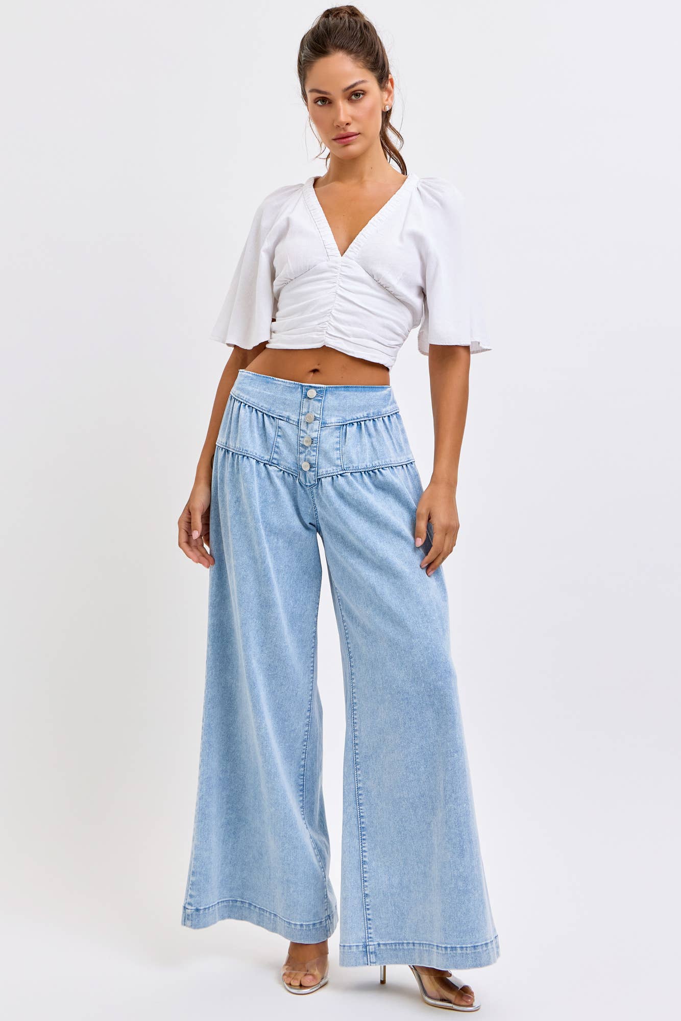 High Rise Wide Leg 4 Button