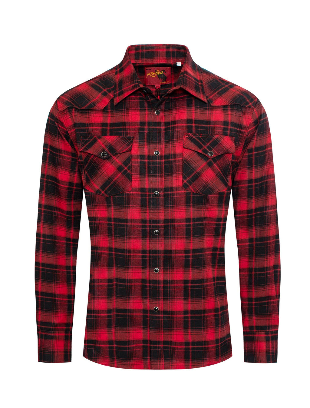 Rodeo Clothing - Men's Western Long Sleeve Flannel Shirts With Snap Buttons