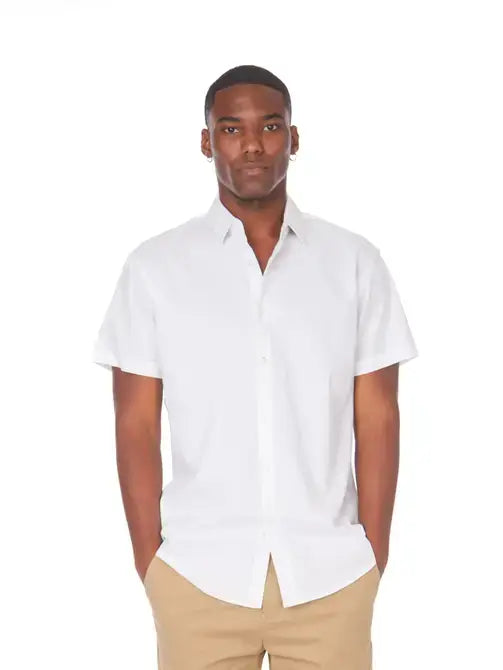 Hawk's Bay - Men's Cotton Stretch Short Sleeve Solid Shirt