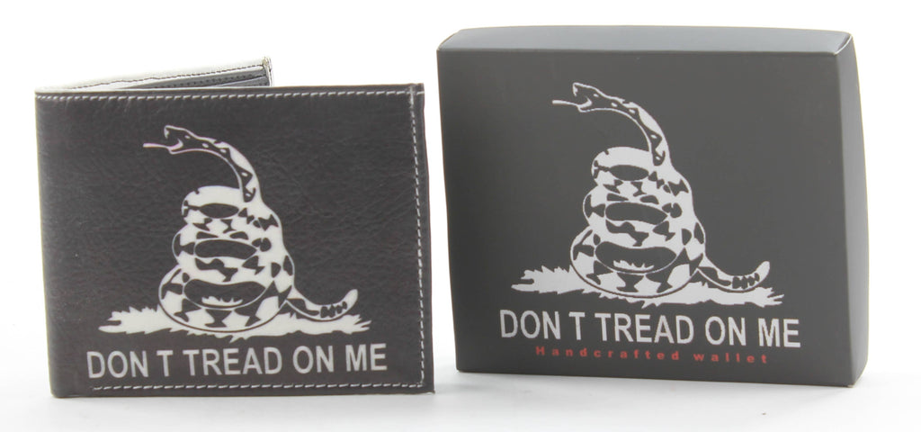 Leather Impressions Inc - Don't Tread on Me Snake Vegan Bi-Fold Wallet # VL 529