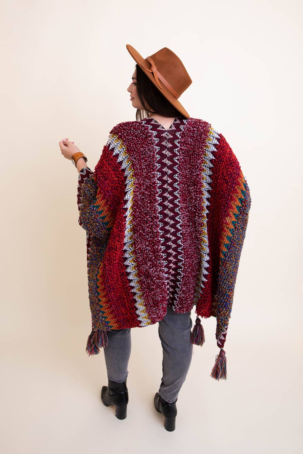 Leto Accessories - Plus Size Colorful Crochet Patterned Ruana