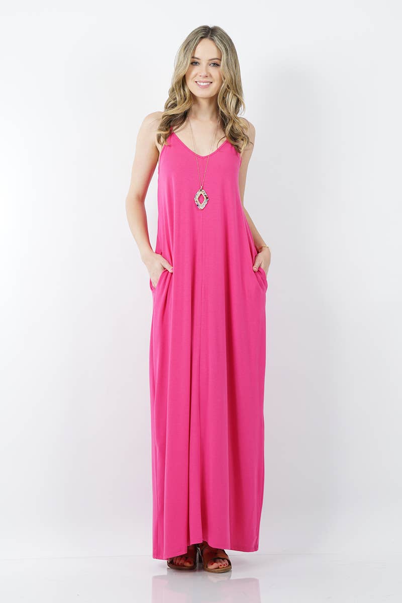 42POPS - V-NECK CAMI MAXI DRESS /w adjustable strap