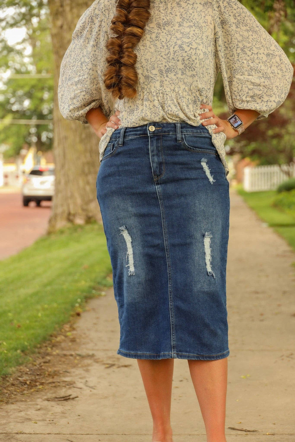 Ada Faye - Ada Faye Denim Skirt- Dark (EXTENDED)